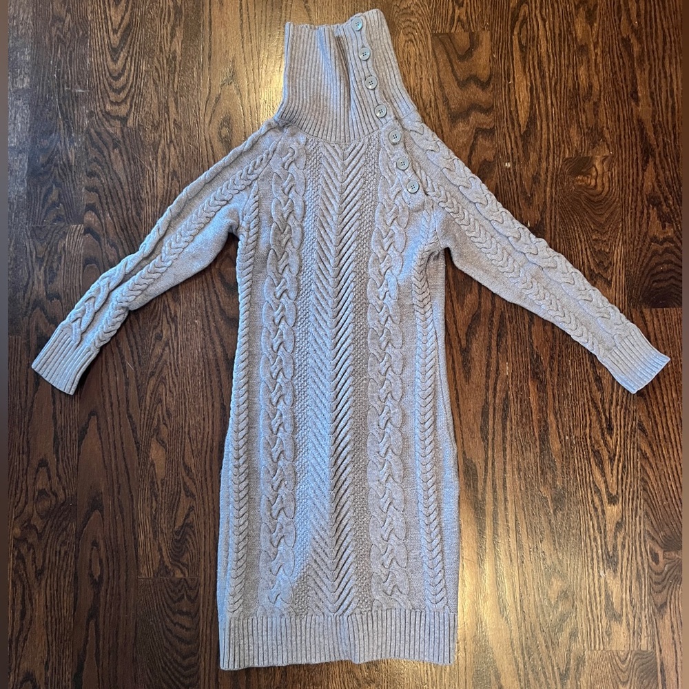 Women's Cable Knit Sweater Dress - Gray